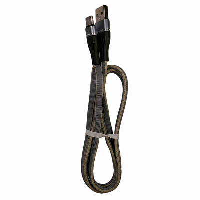 Smile WOLF вилка - Type-C вилка, ткань, плоский, серый, 1м