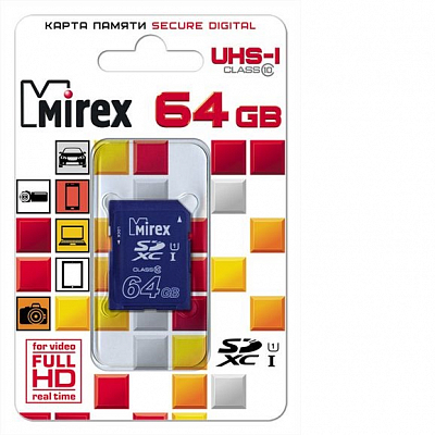 Карта памяти SDXС Mirex 64Gb (Class 10, UHS-I)
