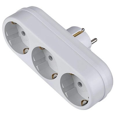 Разветвитель Perfeo RU POWER, 3 гнезда с заземлением, 16А, 220В, белый