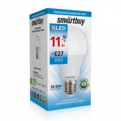 SMARTBUY лампа A60 11W 6000K E27