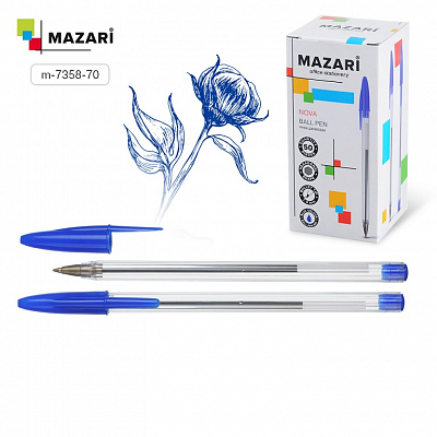 Ручка шариковая MAZARI NOVA , цвет чернил Синий, 1.0мм (50)