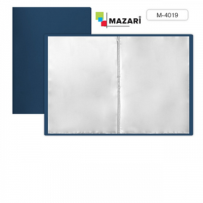 Папка с 100 прозрачными вкладышами MAZARI, 0.8мм, синий