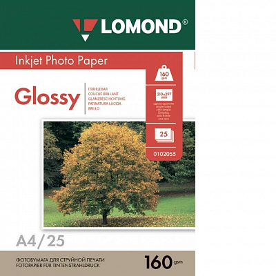 Фотобумага Lomond глянцевая А4 160г/м 25 листов 