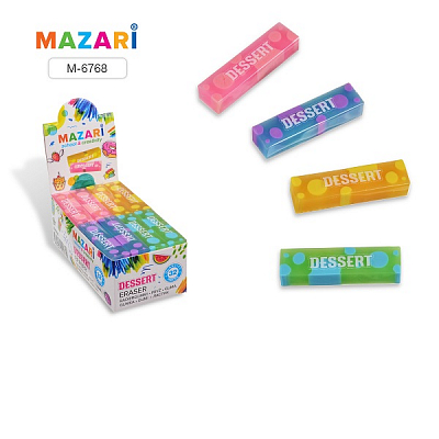 Ластик MAZARI DESSERT, винил, прямоугольный, размер 60*15*11