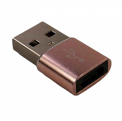 Переходник Type-C гнездо - USB штекер, розовый