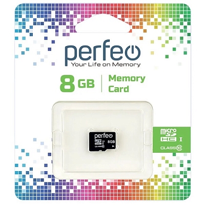 Карта памяти microSD Perfeo 8Gb HC (Class 10)