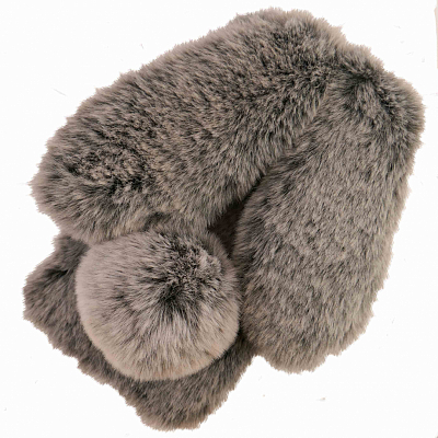 Клип-кейс iPhone 11 Меховой, Зайка, серый