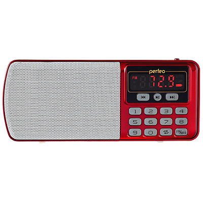 Perfeo Радиоприемник ЕГЕРЬ FM,МР3,USB красный