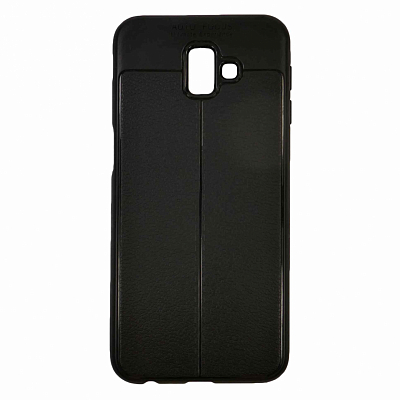 Клип-кейс Samsung J6 Plus Матовый, под кожу, черный