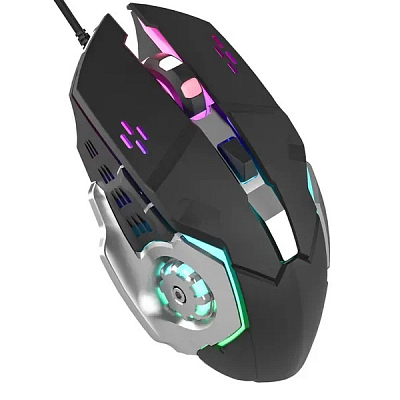 Мышь Perfeo ARSI USB, Game Design, 6 кнопок, 6 цветов подсветки, черно-серебристый
