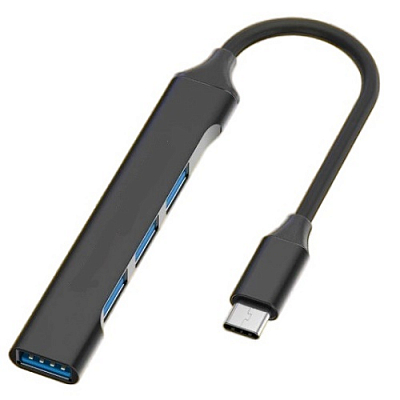 Разветвитель Type-C штекер на 4USB Dream QC07, USB 3.0, черный