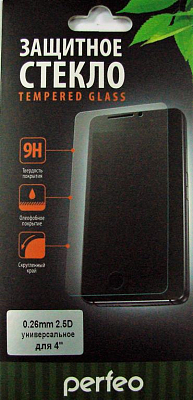 Стекло универсальное 4.0", 2.5D, 0.26 мм, 58 х 112, Perfeo, картонная упаковка
