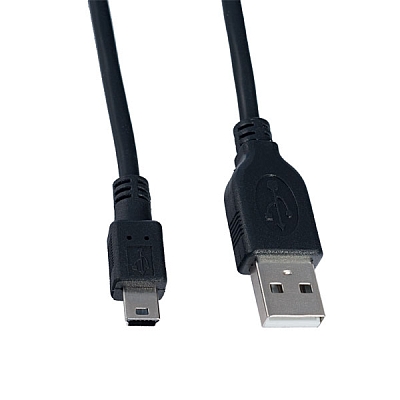 Perfeo USB вилка - miniUSB вилка, черный, 1 м.