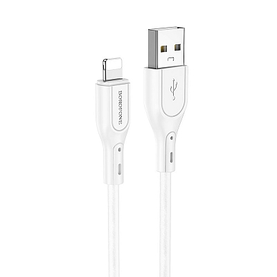 BOROFONE BX66 USB вилка - iPhone (Lightning) вилка, 2.4A, наносиликон, белый, 1м