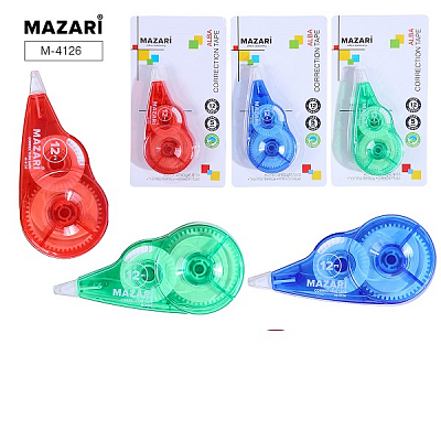 Корректирующая лента-роллер MAZARI ALBA, ширина 5мм, намотка 12 метров, 3 цвета