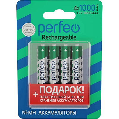 Perfeo AAA 1000 (Блистер 4 шт.) + кейс