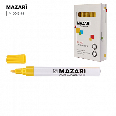 Маркер-краска MAZARI PRIME, ширина линии письма 2мм, желтый (12)