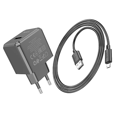 Универсальное сетевое з/у + кабель Micro 1USB hoco CS11A, 10.5W, 2.1А, черный