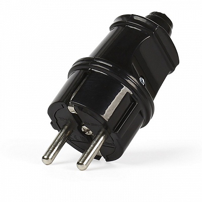 Вилка Smartbuy 16А 250V прямая черная с заземлением