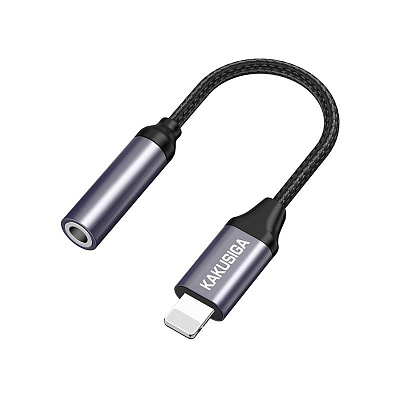 Адаптер iPhone (Lightning) - 3.5 гнездо Kakusiga KSC-428, 10 см, черно-серый