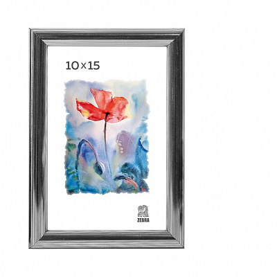 Фоторамка 10х15 пластиковая Зебра 513 Серебро