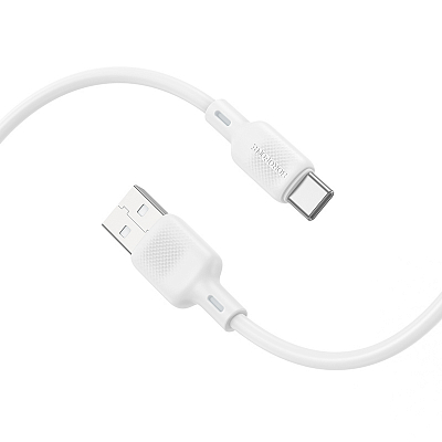 BOROFONE BX113 USB вилка - Type-C вилка, 3A, силикон, белый, 1м