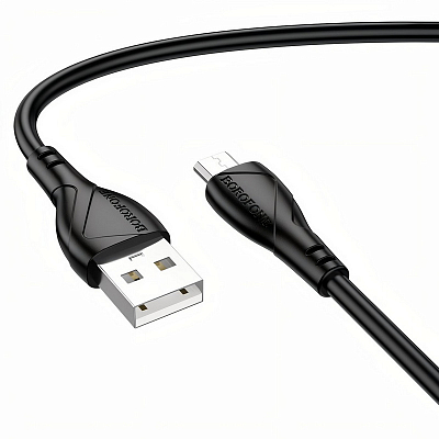 BOROFONE BX121 USB вилка - microUSB вилка, 2.4A, черный, 1 м.