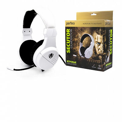 Наушники игровые Perfeo SECUTOR с микрофоном, кабель 1.5м, 3.5 (4 pin), белый
