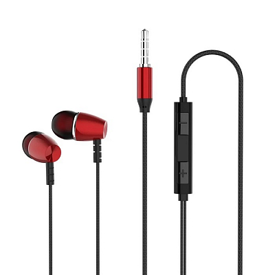Наушники внутриканальные Perfeo TIE с микрофоном, черно-красный