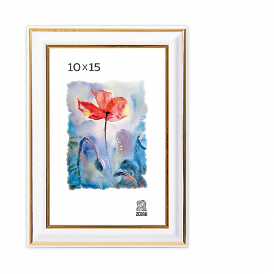 Фоторамка 10х15 пластиковая Зебра 300 Белый