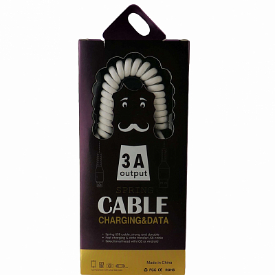 Smile SPRING USB вилка - iPhone (Lightning) вилка, витой, белый, 1.2м