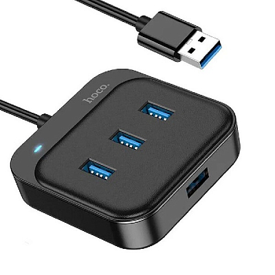Разветвитель USB на 4 порта hoco HB31, черный, 1.2м