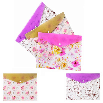 Папка на кнопке MAZARI FLOWERS, 33.5 х 23.5 см, пластиковая, плотность 180 мкм, 3 дизайна