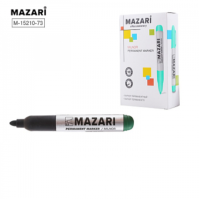 Маркер перманентный зеленый, 2.5мм, MAZARI MILNOR, пулевидный наконечник (10)