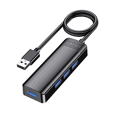 Разветвитель USB на 4 порта Kakusiga KSC-1409-J, USB 3.0, 1.2м, черный