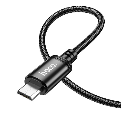 hoco X89 USB вилка - microUSB вилка, 2.4A, нейлон, черный, 1 м.