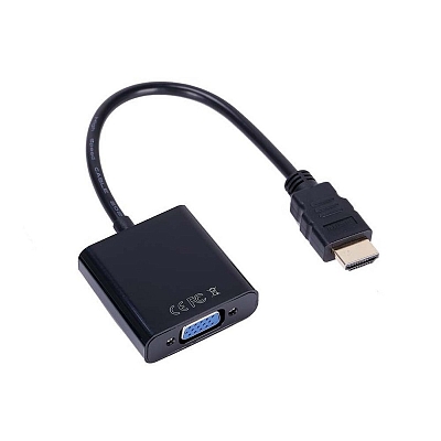 Адаптер HDMI штекер - VGA гнездо, черный, кабель 25 см, Dream AD1