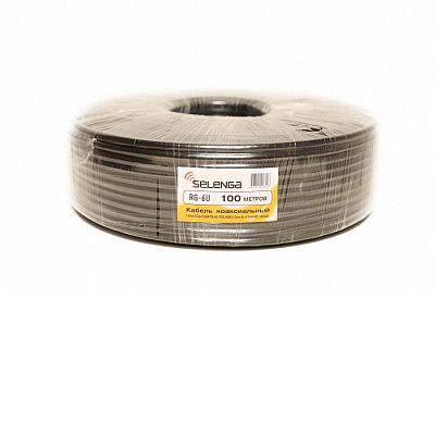 Кабель коаксиальный RG6 Selenga PE морозостойкий, черный, бухта 100 м