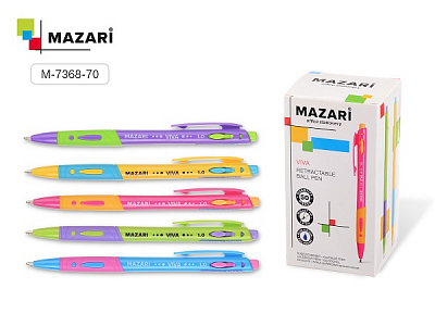Авторучка шариковая MAZARI VIVA, цвет чернил Синий, 1мм, 5 цветов корпуса
