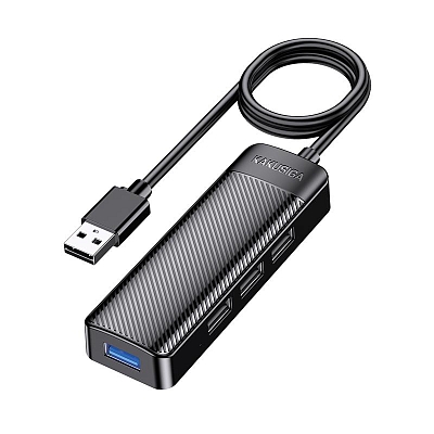 Разветвитель USB на 4 порта Kakusiga KSC-1409-L, 1USB 3.0 + 3USB 2.0, 1.2м, черный