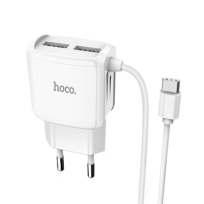 Сетевое з/у Type-C + 2USB hoco C59A, 2.4A, белый