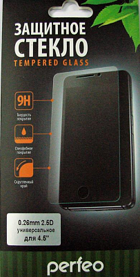 Стекло универсальное 4.5", 2.5D, 0.26 мм, 61 х 125, Perfeo, картонная упаковка