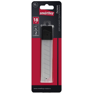 Лезвия сменные 18 мм для ножей строительных, отламывающиеся 10 шт., Smartbuy tools	