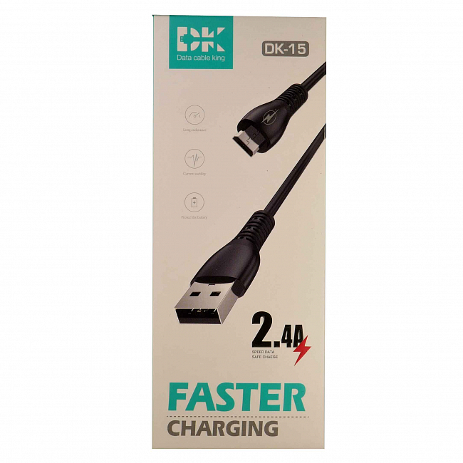DK-15 USB вилка - microUSB вилка, 2.4А, силикон, красный, 1м