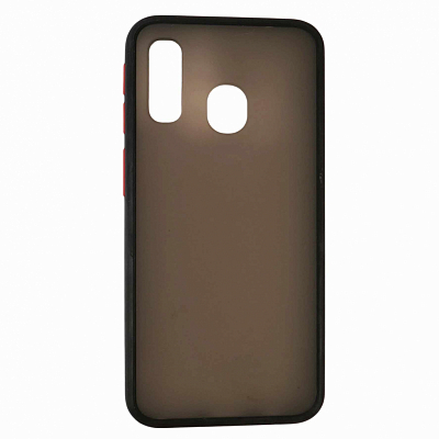 Клип-кейс Samsung A40 Матовый, черный, красные кнопки