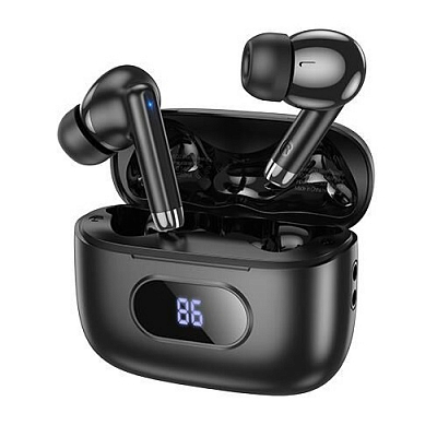 Bluetooth наушники hoco TWS EQ2 Plus с микрофоном, черный. Кейс 320мАч с индикатором заряда