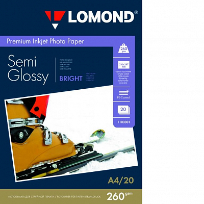 Фотобумага Lomond полуглянец А4 260г/м 20 листов Bright