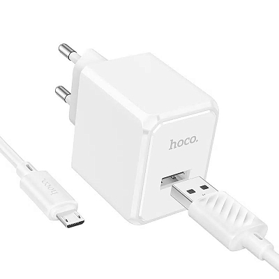 Универсальное сетевое з/у + кабель Micro 1USB hoco CS11A, 10.5W, 2.1А, белый