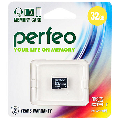 Карта памяти microSD Perfeo 32Gb HC (Class 10, UHS-I)