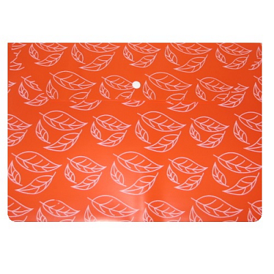 Папка на кнопке A4 Бюрократ "Листочки" 180мкм, непрозрачная, оранжевый